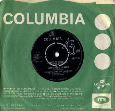 Gerry & The Pacemakers - Walk Hand In  Hand/Dreams (DB 7738)