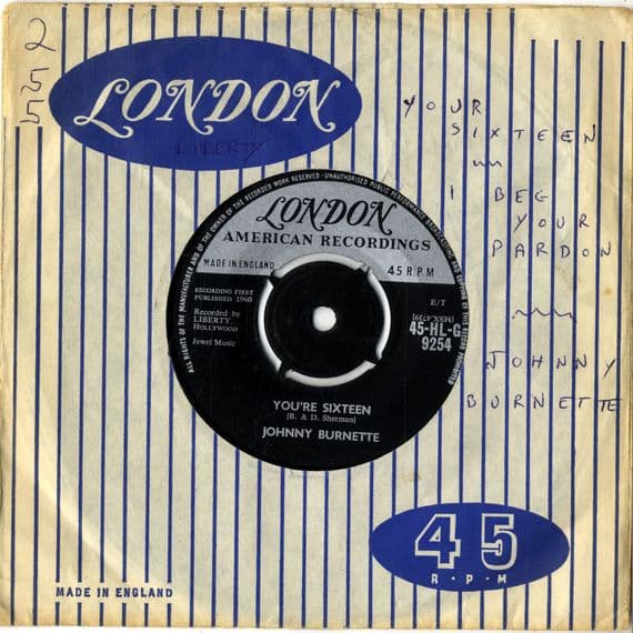 Johnny Burnette - You're Sixteen/I Beg Your Pardon (HL-G 9254)