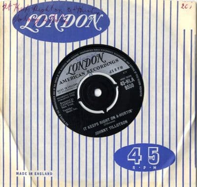 Johnny Tillotson - It Keeps Right On A Hurtin'/She Gave Sweet Love To Me (HLA 9550)