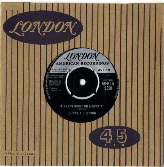 Johnny Tillotson - It Keeps Right On A Hurtin'/She Gave Sweet Love To Me (HLA 9550) M-