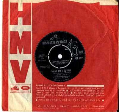 Kenny Lynch - What Am I To You/That's What Little Girls Are Made For (Pop 1321) Ex
