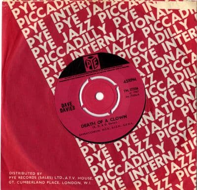 KInks - Dave Davies - Death Of A Clown/Love Me Till The Sun Shines (7N 17356) Ex