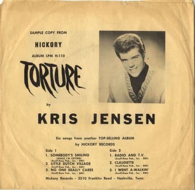 Kris Jensen - Promo Only 33rpm  EP - Claudette (762 LPM)