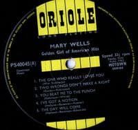 Mary Wells - The Golden Girl Of American Hits (Oriole PS 40045)