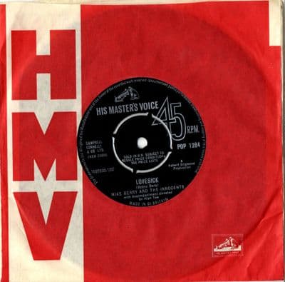 Mike Berry And The Innocents - Lovesick/Letters Of Love (Pop  1284) M-