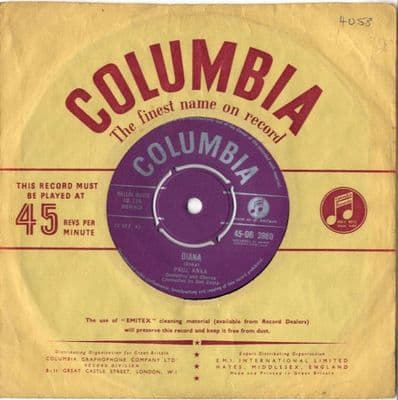 Paul Anka - Diana/Don't Gamble With Love (DB 3980)  Ex