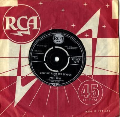 Paul Anka - Love Me Warm And Tender/I'd Like To Know (1276) Ex