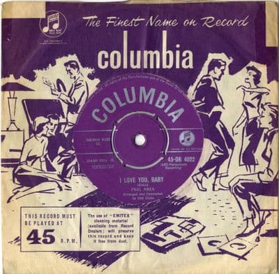 Paul Anka - Tell Me That You Love Me/I Love You Baby (DB 4022) M-