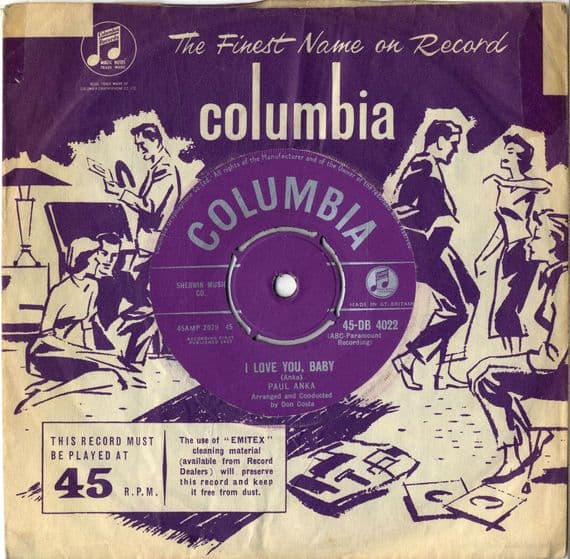 Paul Anka - Tell Me That You Love Me/I Love You Baby (DB 4022) M-