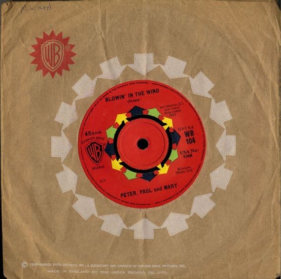 Peter, Paul and Mary - Blowin' In The Wind/Flora (WB 104) M-