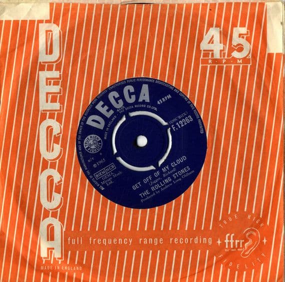 Rolling Stones,The - Get Off Of My Cloud/The Singer Not The Song (F 12263 ) Ex