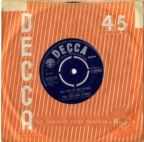 Rolling Stones,The - Get Off Of My Cloud/The Singer Not The Song (F 12263 )  Ex