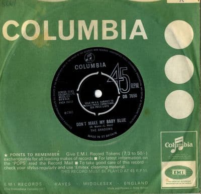Shadows,The - Don't Make My Baby Blue/My Grandfather's Clock (DB 7650) Ex