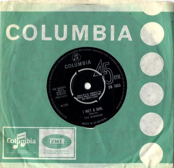 Shadows,The - I Met A Girl/Late Night Set (DB 7853) M-
