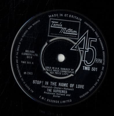 Supremes,The - Stop In The Name Of Love/I'm In Love Again (TMG 501)