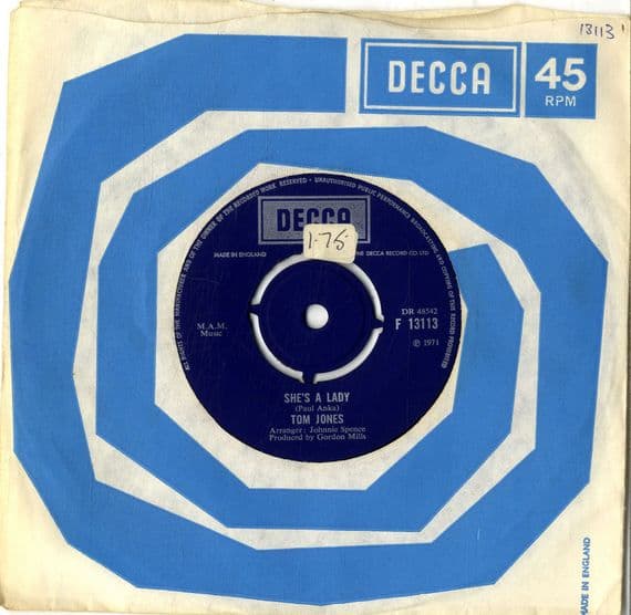 Tom Jones - She's A Lady/My Way (F 13113) M-