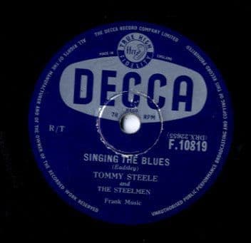 Tommy Steele - Singing The Blues/Rebel Rock (F 10819) 78 rpm