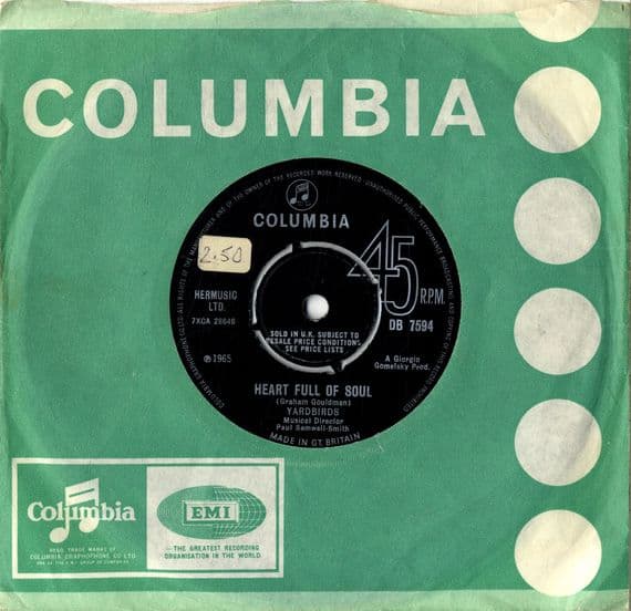 Yardbirds - Heart Full Of Soul/Steeled Blues (DB 7594) Ex