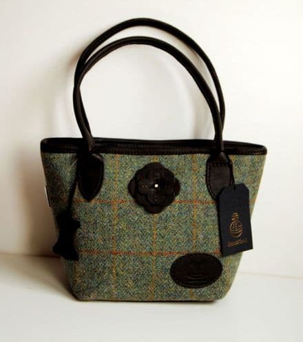 Barra Harris Tweed and Deer Leather Handbag  Green
