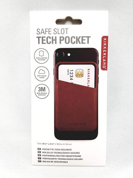 Kikkerland Safe Slot Tech Pocket - Brown/Tan