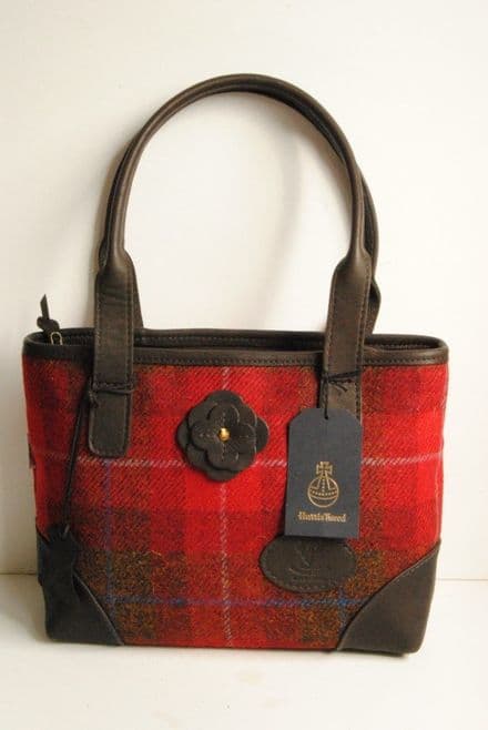 Scalpay Deer Leather and Harris Tweed Bag Red