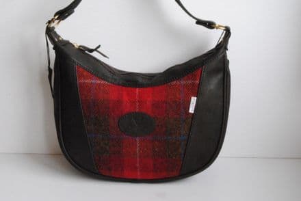 Skye Deer Leather and Harris Tweed Bag Red
