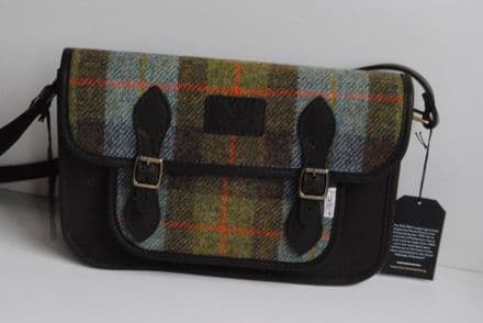 Taransay Deer Leather and Harris Tweed Satchel Bag in Lovat Hunting MacLeod