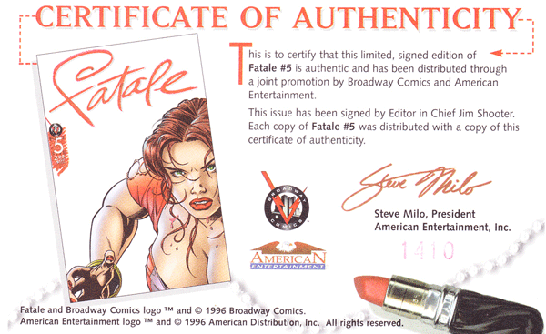 Fatale  #5 Cover A (1996 Series) AE Signed *NM*