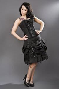 Angelina Black Taffeta Corset Dress