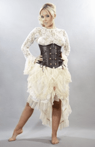 Angelina Cream Satin & Lace Skirt