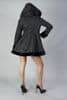 Black Brocade & Fur Hooded Swing Coat