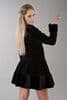 Black Hooded Velvet Flock & Fur Coat