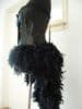 Black Satin Corset with Black Feather Bustle (Ebony)
