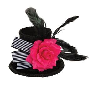 Black Top Hat With Hot Pink Rose