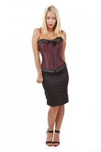 Burgundy Lily Zip Front Corset
