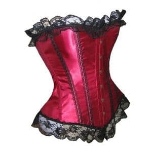 Plum satin Burlesque Corset, plum plus size corset, plus size moulin rouge corset