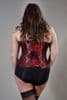 Elegant Plus Size Corset In Red Satin With Black Lace Overlay