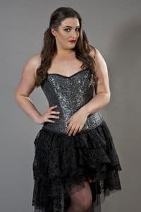 Elegant Plus Size Corset In Silver Brocade