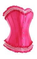 Hot Pink Satin Overbust Corset (Steel Busk)