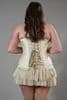 Petra Plus Size Corset In Cream Taffeta With Cream Lace Overlay