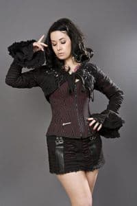 Razor Bolero Jacket In Black & Red Stripes