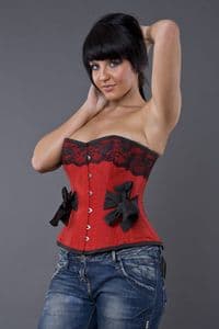 Red Taffeta Corset With Bows (Antionette)