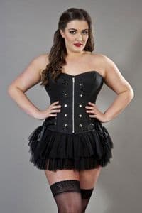 Rock Plus Size Corset In Black Twill