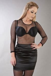 Scarlet Black Fishnet Long Sleeve Top