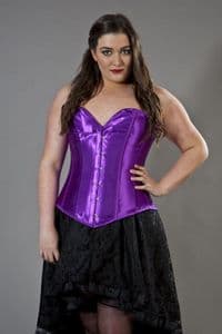 Black Steel Boned Satin Sleeved Corset, Burlesque Corsets, quality black burlesque corset, black satin overbust corset, black whitby corset, black gothic sleeved basque