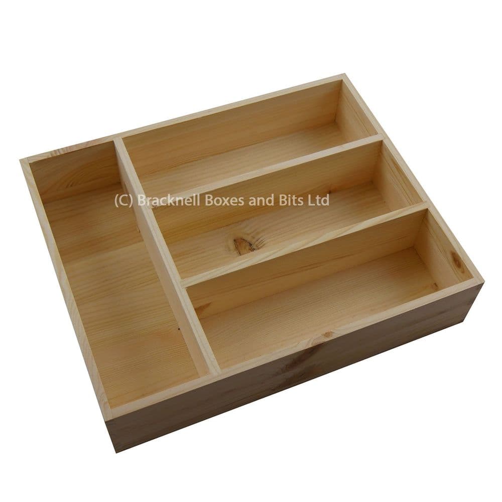 Pine Cutlery Tray / Drawer Tidy 4 compartment Natural Pine Wood BPU102
