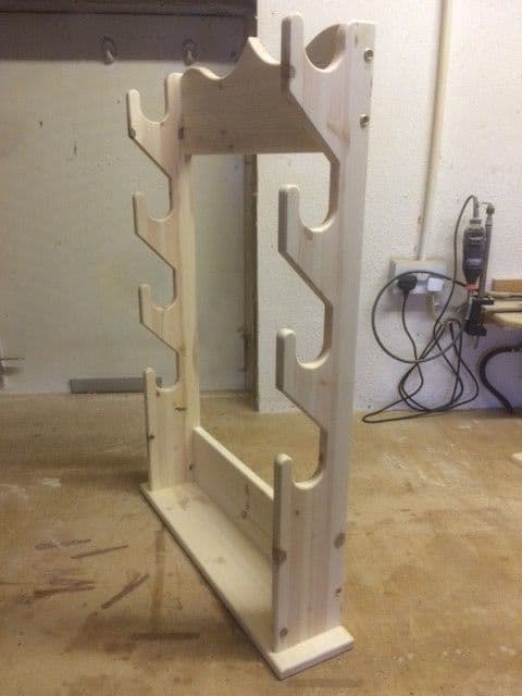 Air Rifle Gun Rack for 4 guns with bottom shelf Free Standing Or Wall ...
