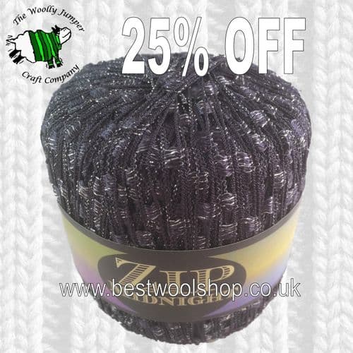 02 SILVER - ZIP MIDNIGHT GLITTER LADDER TRELLIS SCARF & NECKLACE YARN 25% OFF