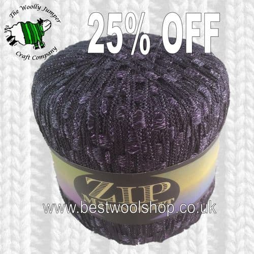 03 VIOLET - ZIP MIDNIGHT GLITTER LADDER TRELLIS SCARF & NECKLACE YARN 25% OFF
