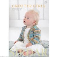 0475 - SIRDAR CROFTER GIRLS KNITTING BOOKLET - 16 HAND KNIT DESIGNS FROM 0 TO 7YR